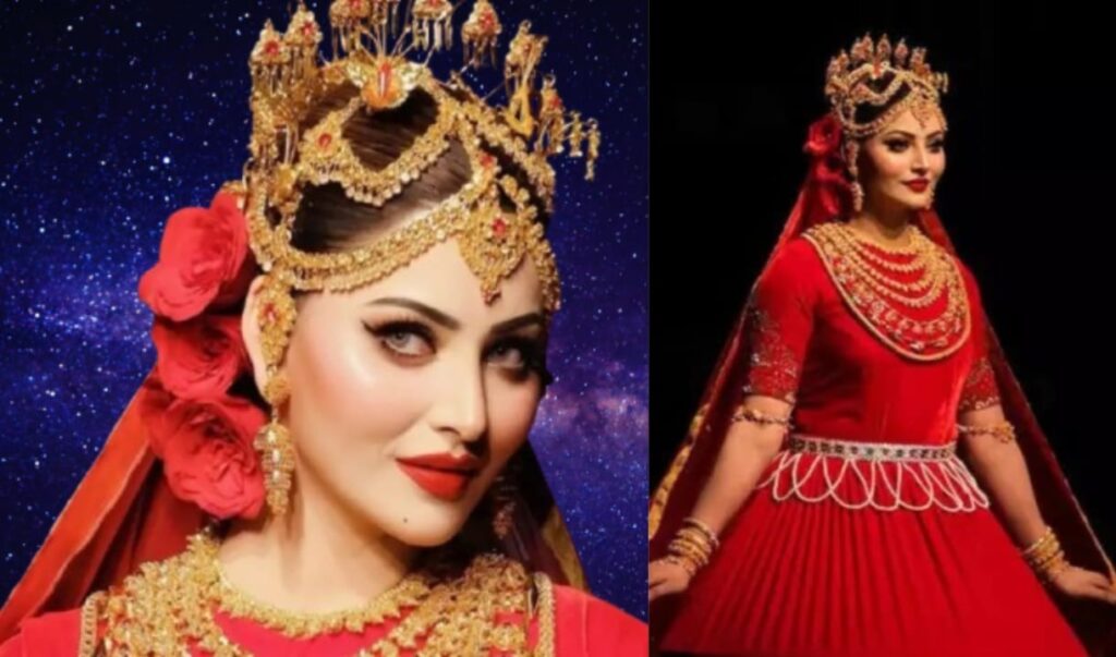 Urvashi Rautela Dazzles in 24K Gold The Manipuri Potloi at World Fashion the festival 2024